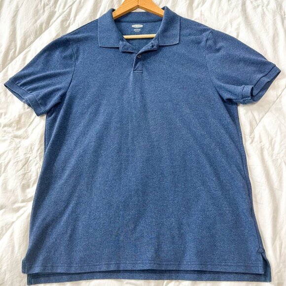 Old Navy Blue Built-In Flex Polo Shirt Men’s Large Short Sleeve Cotton Blend - Picture 1 of 4
